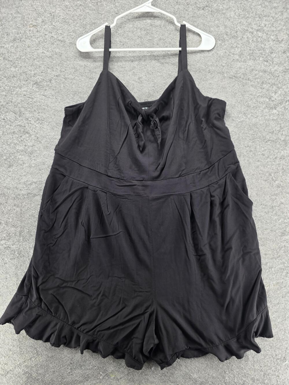 Torrid Romper Womens 4 Black Ruffle Hem Sleeveless Adjustable Straps Rayon Blend - Picture 6 of 10
